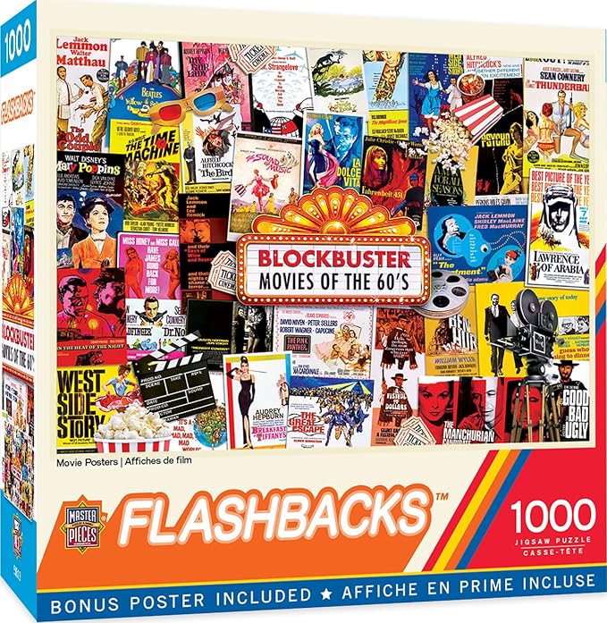 MasterPieces - 1000 Piece Jigsaw Puzzle, Movie Posters, Fun for Adults, Family, Kids, Non-Glare Finish, 19.25" x 26.75"