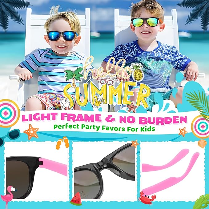 Kids Sunglasses Bulk, Neon Sunglasses Party Favors with UV400 Protection for Kids, Boys and Girls, Party Favor For Kids, Birthday Graduation Party Supplies, Beach, Pool Party Favors