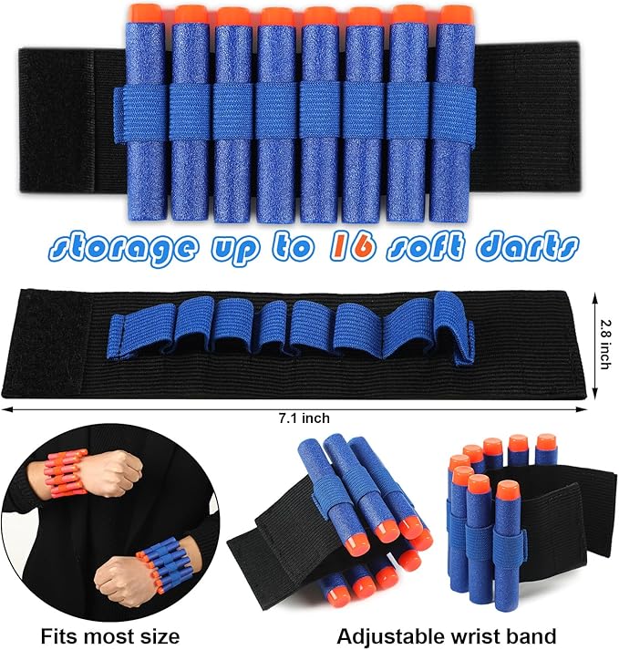 Sosation 64 Pcs Gun Party Supplies and Favors Compatible with Nerf Include Tactical Glasses Face Mask Foam Darts Wrist Ammo Holder Gun Accessories Party Favors