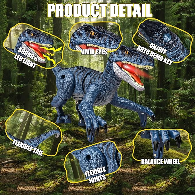 Remote Control Dinosaur, Mini Dinosaur Toys for Kids 3-5, 5-7, 2.4GHZ, Walking,Rechargeable, Demo Function, Gifts for Boys Girls (Small)