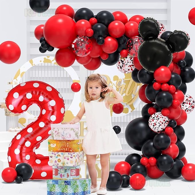 40 Inch Number 2 Foil Balloon Red Polka Dot for 2nd Birthday Kids Balloons Party Supplies Decorations