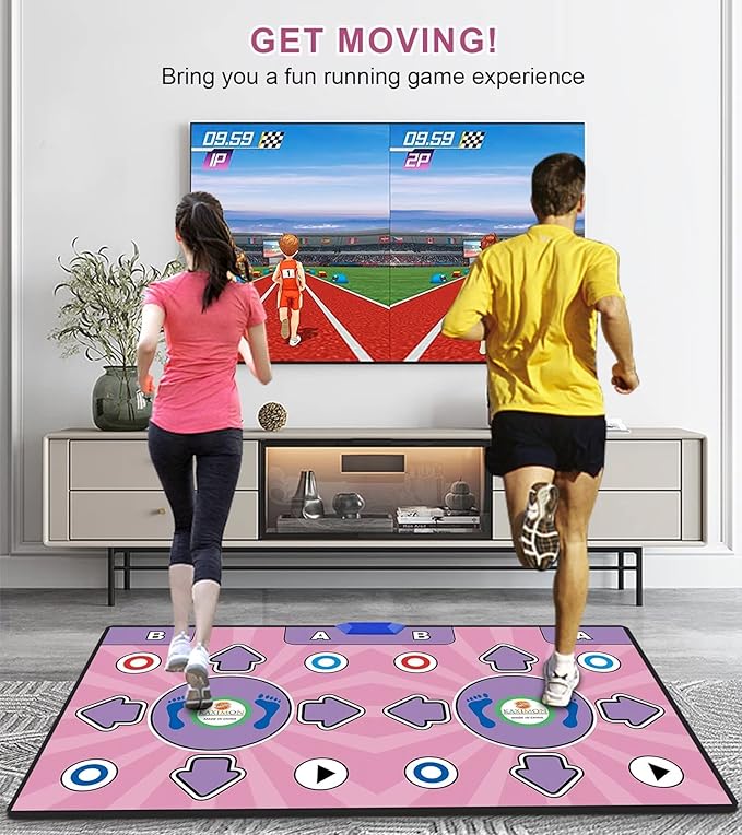 Dance Mats, Double Dance Mat with TV HD Port for Kids and Adults, Non-Slip Wireless Dance Pad with English Manual, Plug and Play, Christmas Birthday Gifts