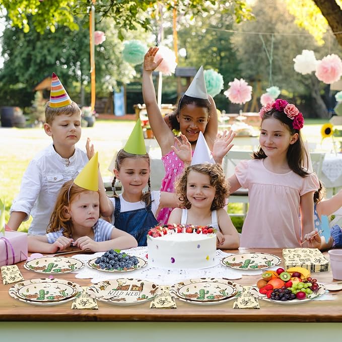 180PCS Cowboy Party Supplies Serve 60,Western Cowboy Birthday Paper Plates and Napkins Kit for Rodeo Birthday Baby Shower Party Decorations,Includes Dinner and Dessert Plates, Napkins