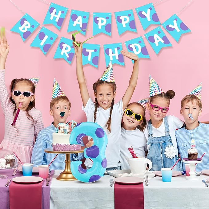 Monster Number 3 Balloons 40 Inch Monster Theme Birthday Party Decorations Large Foil Balloons for Girls Boys Birthday Baby Shower Party Backdrop Celebration Supplies