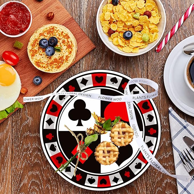 40 Pcs Casino Party Supplies - 7" Poker Paper Plates for Casino Night, Las Vegas Birthday Party Decorations