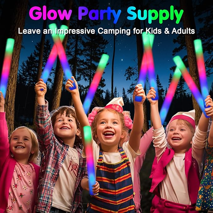 225 Foam Glow Sticks, Foam Light Up Sticks Party Supplies with 3 Mode Colorful Flashing, Glow Sticks Bulk Party Pack, Led Foam Sticks for Birthday, Wedding, New Year, Carnival, Concert