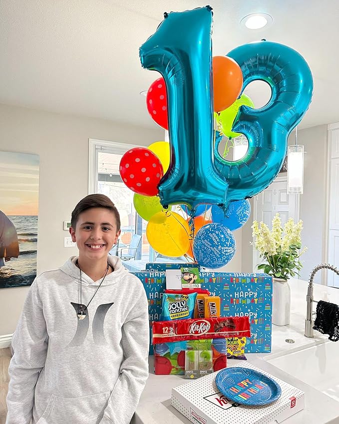 3 Balloon, Blue Number Balloons 40 Inch, 3rd Birthday Decorations for Kids Girls Boys, Men Women Blue Party Supplies for Party Decorations, Number 3 Balloon