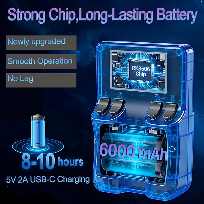 RegiisJoy R60 MAX 40000 in 1 Handheld Game Console, 5.5 Inch IPS Screen Retro Gaming Consoles Main Emulators, Portable Mini Pocket Arcade 6000mAh Battery,128G TF Card,RGB Joysticks