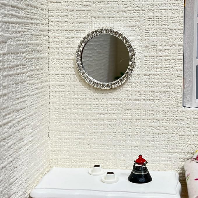 SAMCAMI Dollhouse Accessories Mini Mirror, 1/12 Scale Doll House Accessories and Furniture, Miniature Dollhouse Mirror, 5 Pieces (No.1)