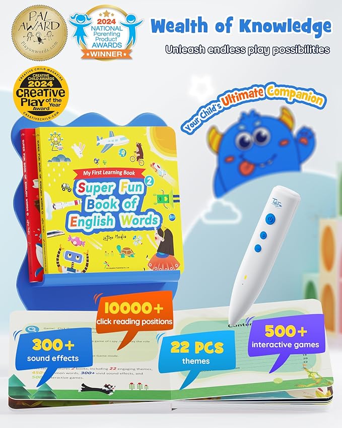 TEKFUN Learn to Read Sound Books with Talking Pen, Educational Autism Sensory Toys for Kids, 500+ Learning Activities, Toddler Birthday Gifts for Boys Girls Ages 1-6