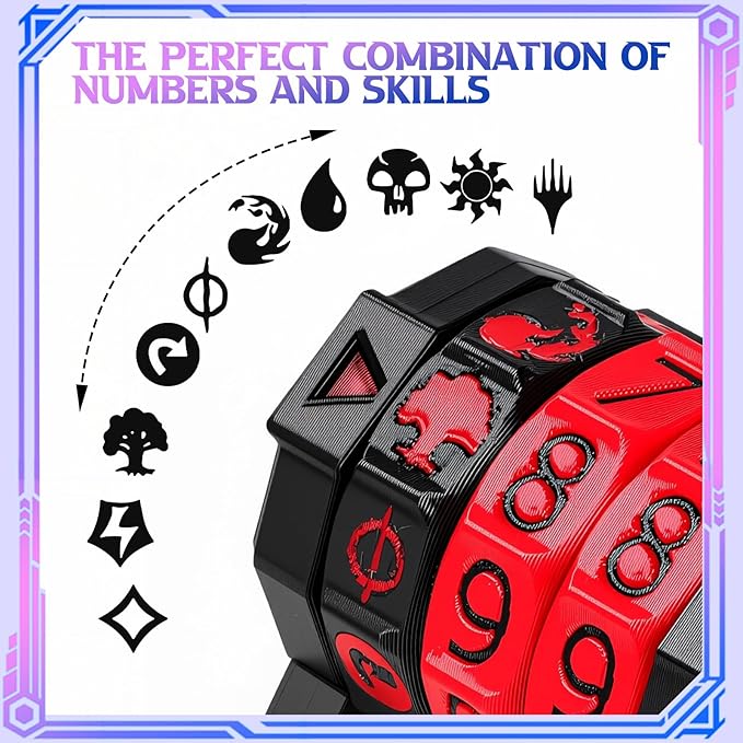 MTG Life Counter Wheel Health Tracker Gradient Game Counter for Board Game Compatible Table top Games with Magic Card Game Accessories CCG Creature Stats (Black with Red)