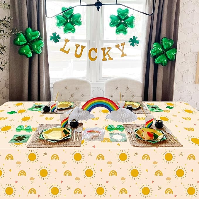 4 Pack Boho Sun Birthday Tablecloths - Boho Hippie Sunshine Table Covers Rainbow Groovy Tablecloths Retro Hippie Table Covers 60s 70s Boho Themed Groovy Party Decorations 51 X 86 IN