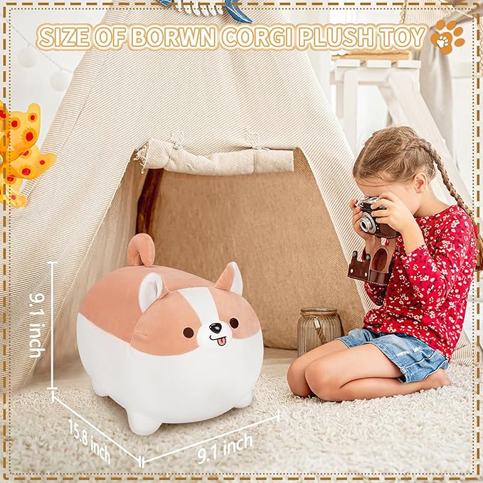 Auspicious beginning Shiba Inu Plush Pillows-16'' Corgi Plushie Stuffed Animals Giant Corgi Plush, Dog Plush Pillow Hugging Pillow Cushion Soft Shiba Plush Toy Big Stuffed Animals