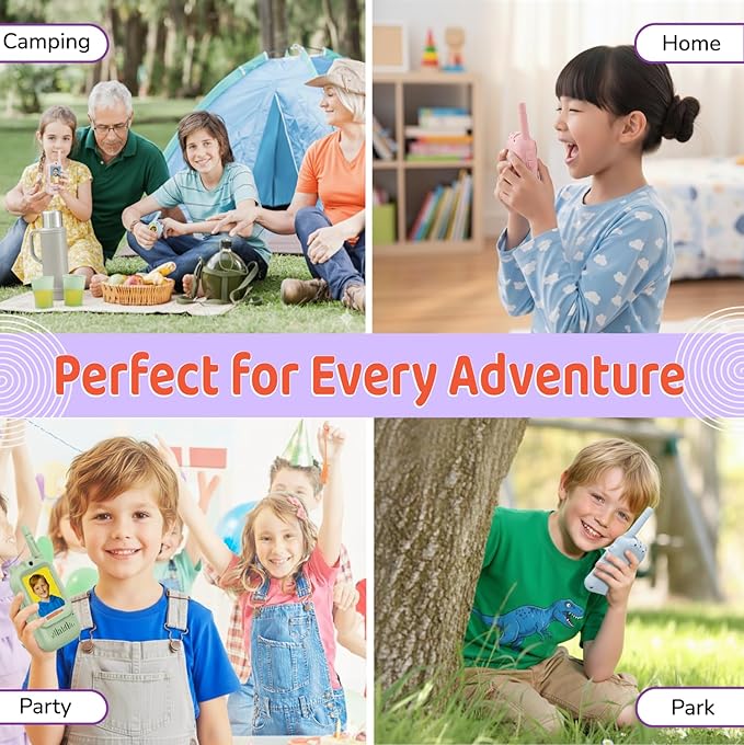 LEENK Video Walkie Talkies for Kids 2 Pack – Rechargeable Video Intercom Handheld, Indoor & Outdoor Range, Easy Use for Ages 3-12, Eco ABS, Clear Voice & Long Distance Communication (Green & Purple)
