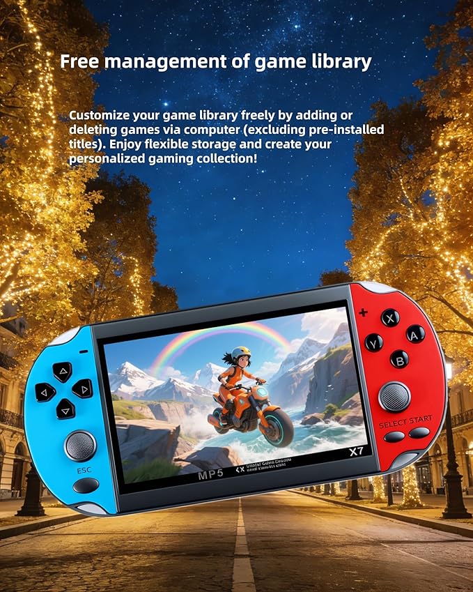 4.3" IPS Screen Handheld Video Game Console - with Classic Game System, Support TV Output, with Rechargeable BatteryTravel Toys Classic Fun for All Age