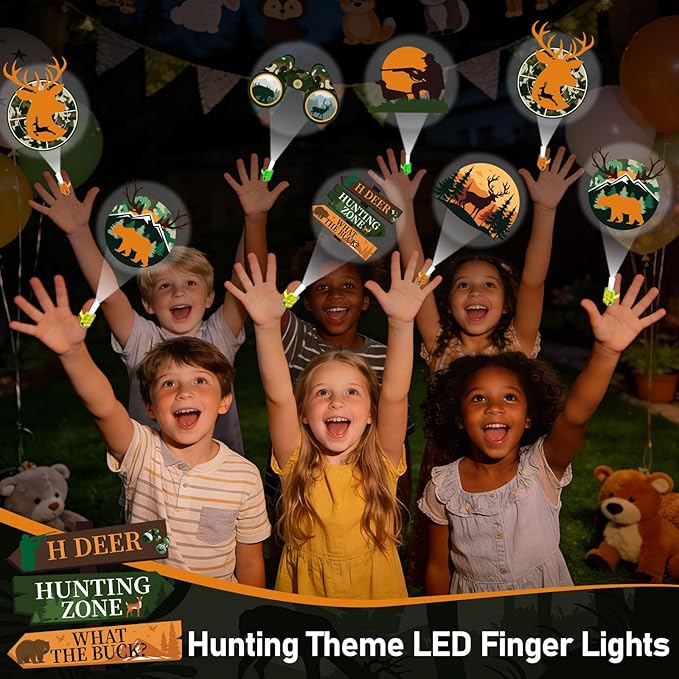 36Pcs Hunting LED Finger Lights Camo Hunting Party Favors Glow in the Dark Light Up Finger Lights Hunter Themed Toys Bulk for Kids Birthday Party Goodie Bag Stuffer Birthday Gifts Classroom Prize
