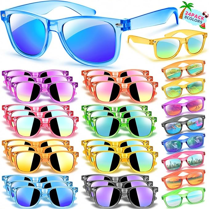 Kids Sunglasses Bulk Party Favors, Boys Girls Easter Gifts Sunglasses for Kids Age 3-8, Birthday Goodie Bags Stuffers for Pool Beach Party Supplies, End of the Year Gifts for Students - 24PCS