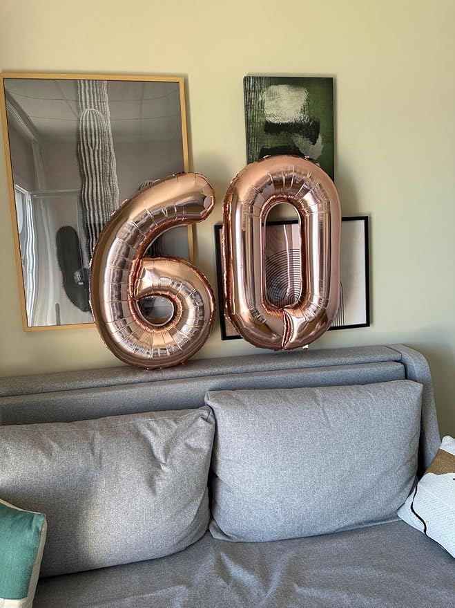 50 Balloon Number, Foil 40 Inch Rose Gold 50th Birthday Party Decoration for Men & Women, Big Number Balloons Party Supplies for Engagement Wedding Anniversary