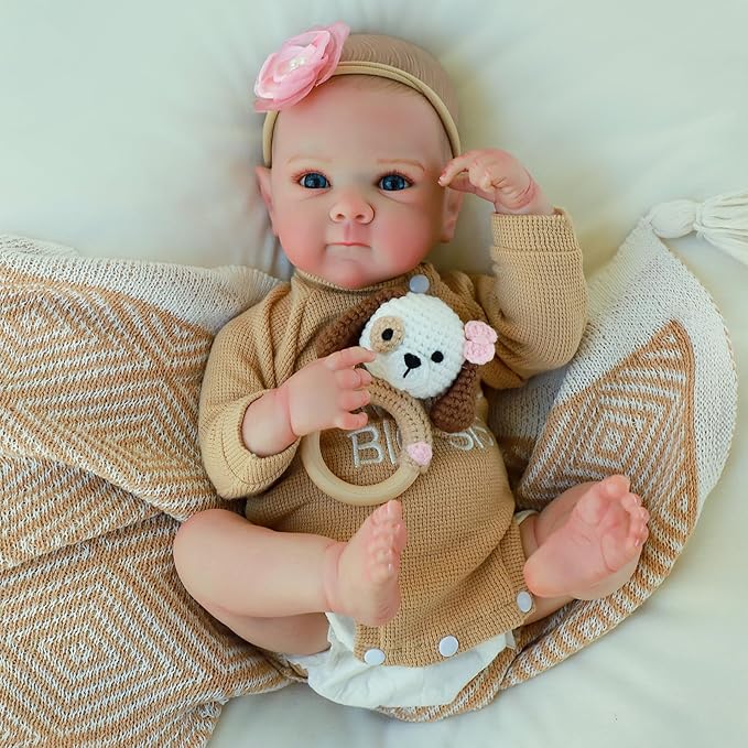 Realistic Reborn Baby Dolls - 20 Inch Cute Real Life Baby Girl Doll, Lifelike Newborn with Full Vinyl Body,Real Baby Dolls with Accessories for 3+ Years Old Kids Gifts