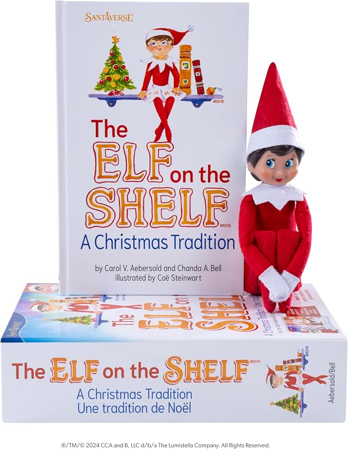 The Elf on the Shelf: A Christmas Tradition - Includes Artfully Illustrated Storybook, Keepsake Box and Official Adoption Certificate - Bilingual Packaging - Girl Scout Elf with Blue Eyes