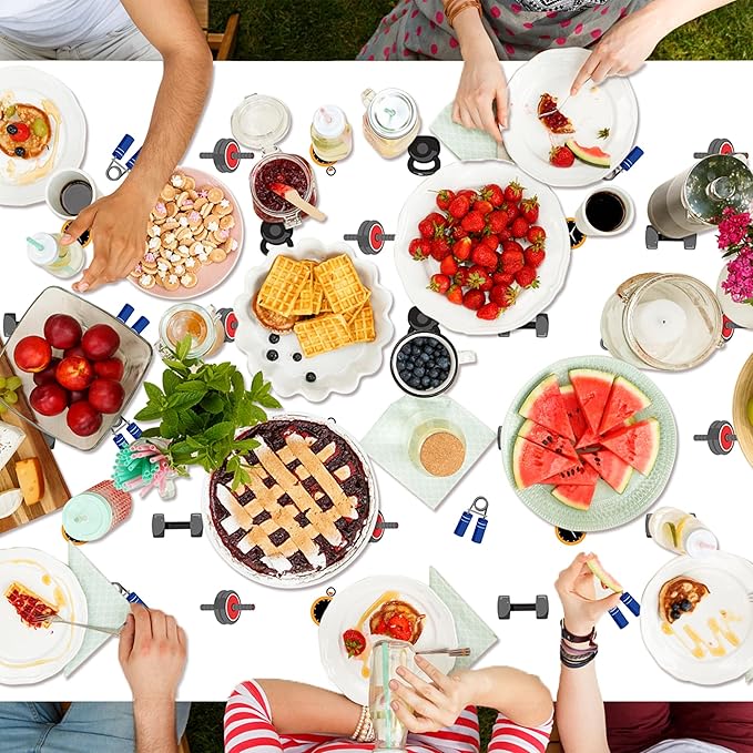 3Pcs Gym Birthday Party Tablecloth - 87 x 51 Inches Plastic Fitness Sports Table Cover Disposable Weight Lifting Table Cloth for Kitchen Picnic Bodybuilder Gym Birthday Party Decor Supplies