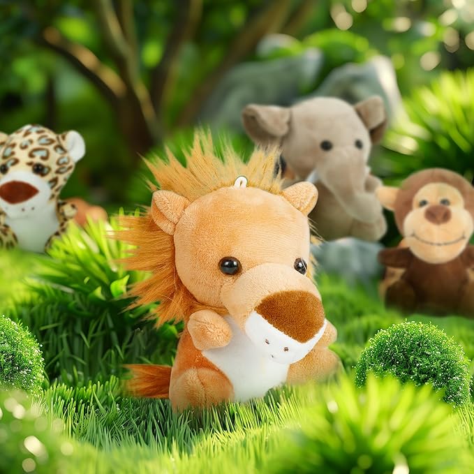 Arrozon 12 Pcs Small Stuffed Animals Bulk, 4.5 Inch Mini Stuffed Animals, Classroom Easter Egg Fillers, Keychain Plushies Toys Claw Machine Prizes, Party Favors Stuffers for Kid Gifts