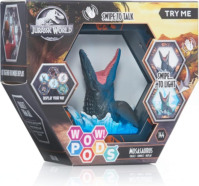 WOW! PODS World Camp Cretaceous Jurassic Character 2 SFX Triceratops | Light-Up Bobble-Head Figure with Sound Effects | Official Fallen Kingdom Merchandise, Toys and Gifts for Boys and Girls, Aged 5