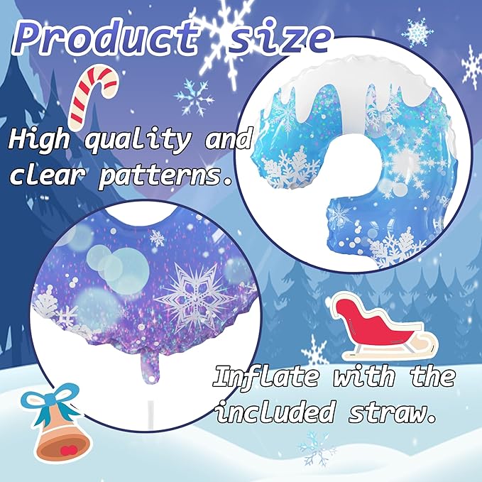 40 Inch Frozen Balloon Number 3 Birthday Balloons Decorations for Girls Birthday Snowflake Themed Party Supplies Winter Party Decorations (Blue Snowflake, number 3)