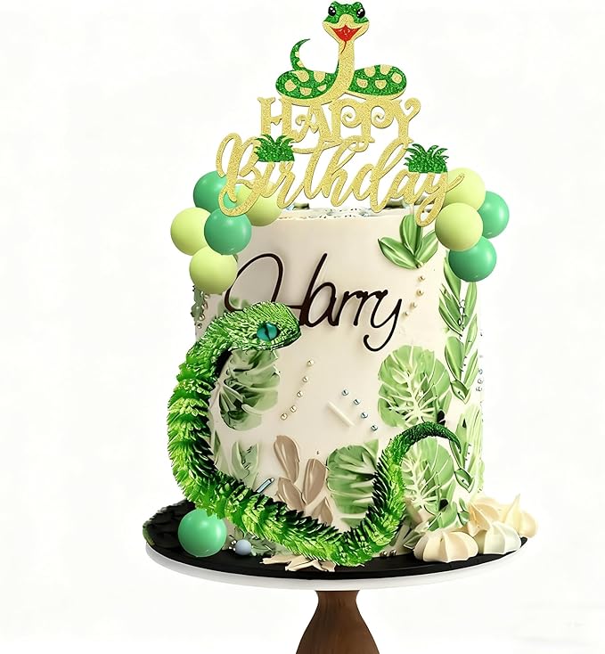 Snake Happy Birthday Cake Topper Snake Theme Party Decoration Snake Theme Cake Toppers Reptile Birthday Party Decorations Party Supplies