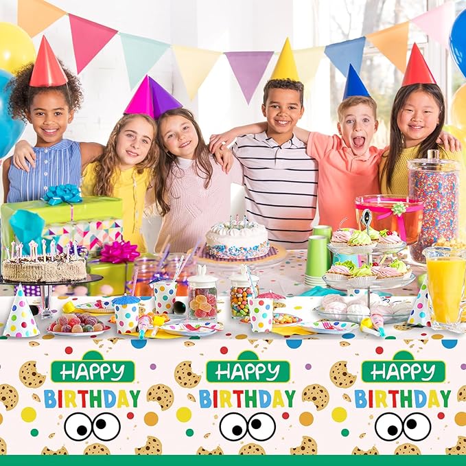 3PCS Cookie Party Supplies Tablecloth Set for Kids Boys Girls Birthday PartyCookie Party Supplies Tablecloth -54x108in