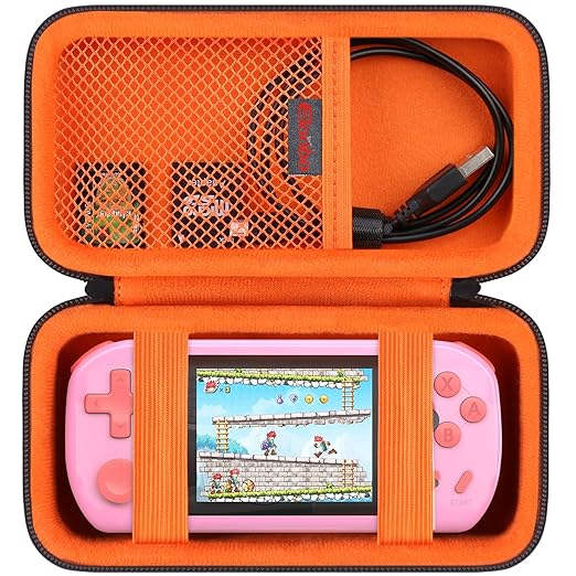 Elonbo Carrying Case for TEBIYOU/ WELLST·G/ TaddToy/ Beijue/ FAMILY POCKET/ CCTU/ X-JOYKIDS/ GREENCREEK/ Beico/ KAVOYI/ GuaiyeyeAP Handheld Game Console, Portable Electronic Gaming Player Bag, Black+