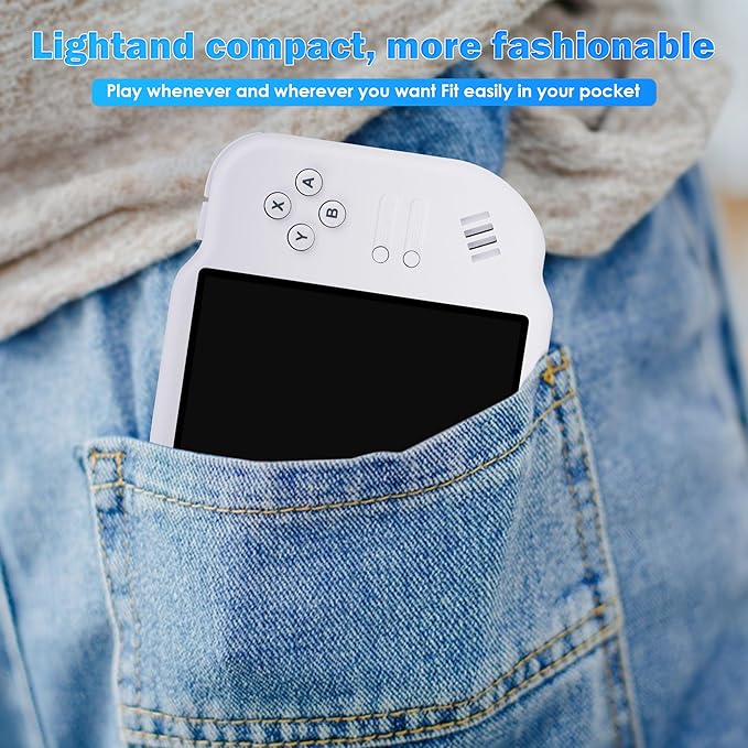 MagicX Zero 40 Retro Handheld Game Console 4.0 Inch IPS Screen 4300mAh Battery Linux and Android System Built-in 64G TF Card Handheld Fingerprint-Free Multi-Touch Portable Game Console(White)