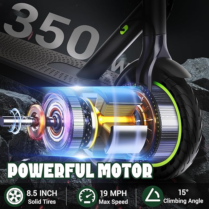 VOLPAM Electric Scooter, 350W/500W Powerful Motor, 8.5"/10" Solid Tires, 19/21Mph, 28/23/21/16 Miles Max Range, Dual Braking