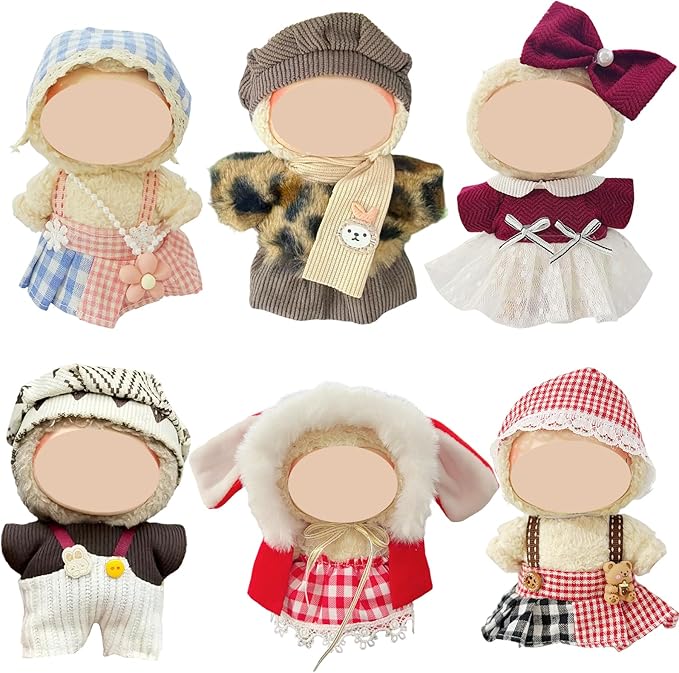 Clothes for Doll, 6 Pack Doll Outfits for 17cm Doll, Perfect for Play and Display, Accessories for Doll's Collectors, (No Dolls) (Set 6)