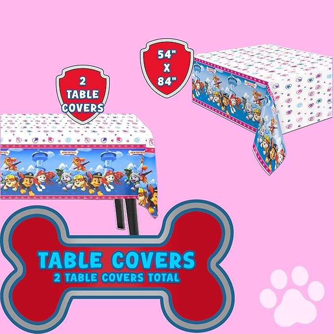 Unique Paw Patrol Girl Party Supplies 2 Plastic Table Covers 54” x 84” with Celebrate With Me Sticker | Kids Birthday Party Decorations