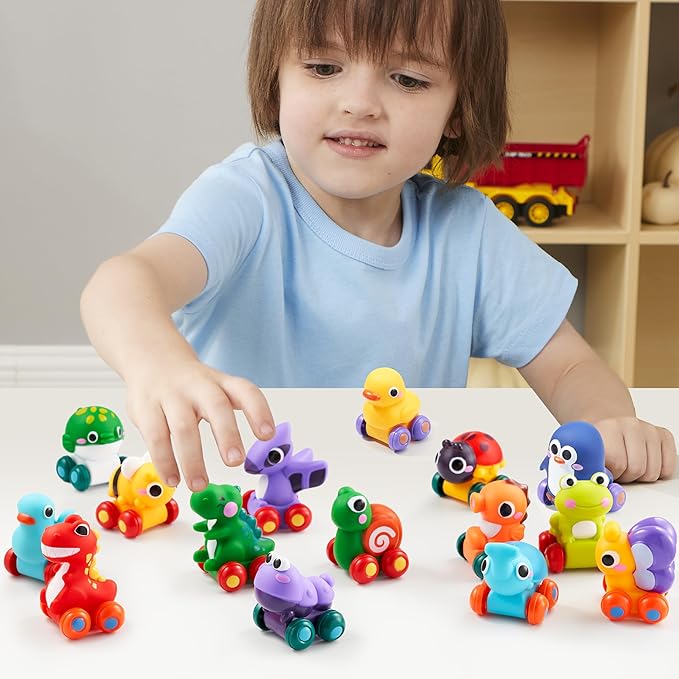 JOYIN Animal Cartoon Cars, Soft Rubber Toy Car Set, Mini Vehicles, Bath Toy Car for Toddlers, Gift for Boys and Girls, Summer Beach and Pool Activity, Party Favors for Kids, Easter Basket