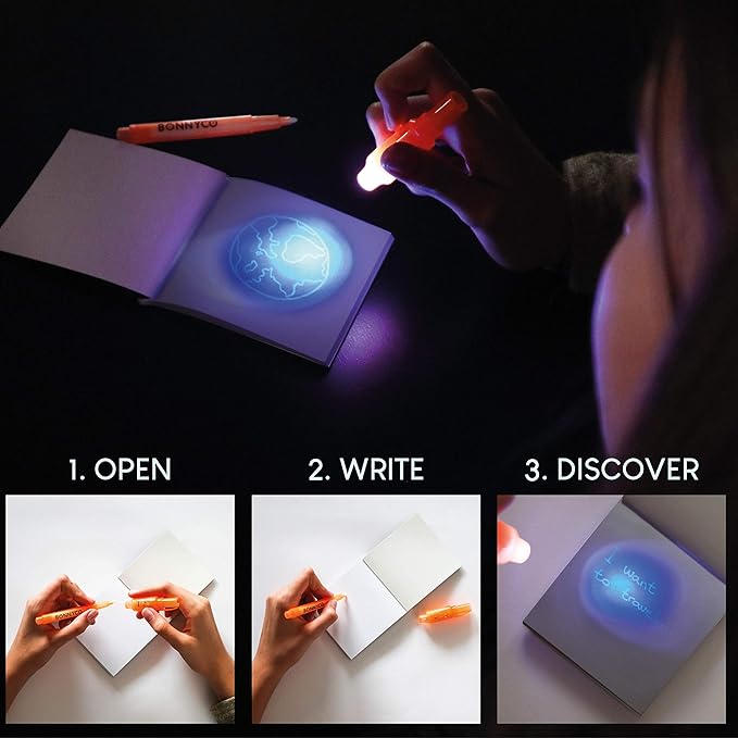 BONNYCO Invisible Ink Pen and Notebook Pack 32, Party Favors for Kids. Magic Spy Pen Goodie Bags Stuffers for Kids, Goody Bag Stuffers Pinata. Return Gifts Birthday Party, Classroom Prizes Students