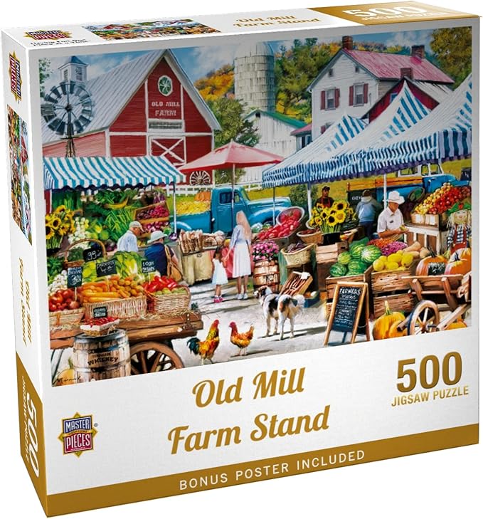 Masterpieces Old Mill Farm Stand Jigsaw Puzzle - 500 Pieces for Adults - Ages 15+