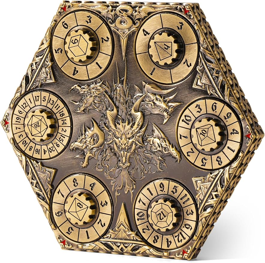 D&D Dice Set,7PCS Metal Dice for Dungeons and Dragons,Mini Dice Set with Pocket Watch Case,Role Playing Board Games Accessories (Dragon, Gold-S)