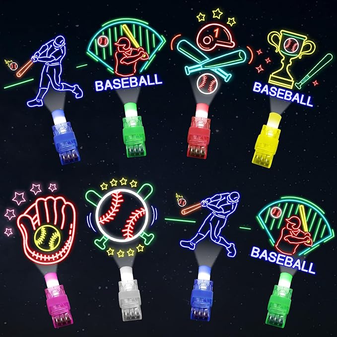 36Pcs Baseball LED Finger Lights Sport Party Favors Glow in the Dark Light Up Finger Lights Themed Toys Bulk for Birthday Party Goodie Bag Stuffer Birthday Gifts Classroom Prize