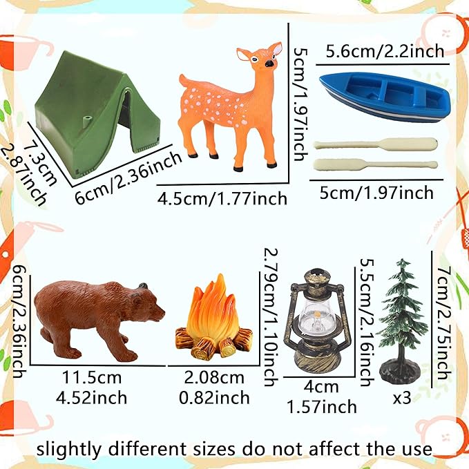Camping Party Cupcake Toppers Tree Bear Tent Cupcake Picks Happy Camping Cake Decorations for Camping Party Supplies
