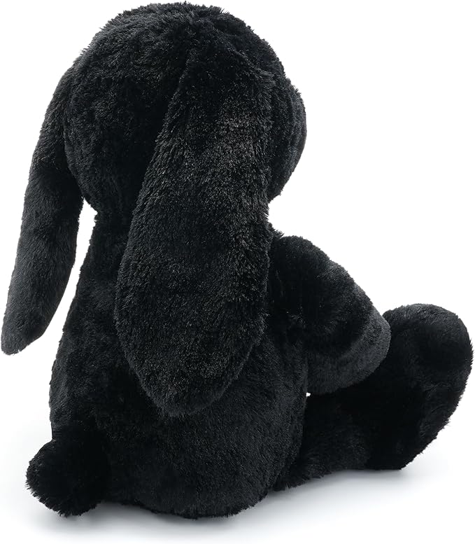 Black Bunny Stuffed Animal Plush Toy with Floppy Ears, 17.7 Inch Soft Plush Rabbit Cuddle Buddy for Nursery Decor, for Boys and Girls
