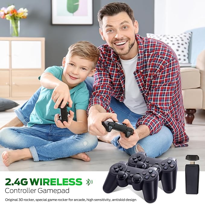 Wireless Retro Game, 25000+ Games Built-in, 4K HDMI Output, 9 Emulators, Dual 2.4GHz Wireless Game