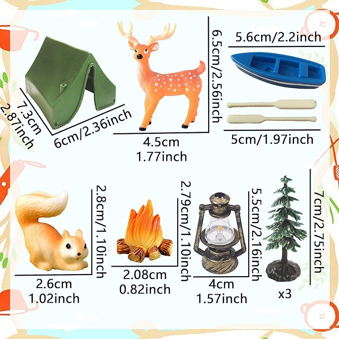 Camping Party Cupcake Toppers Deer Three Bear Tent Cupcake Picks Happy Camping Cake Decorations for Camping Party Supplies