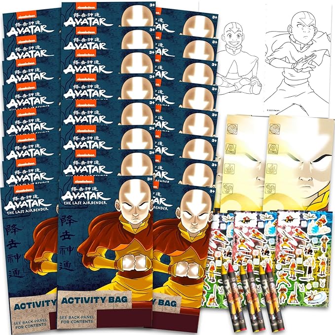 Nickelodeon Avatar the Last Airbender Birthday Party Favors Set - Bundle with 24 Avatar Play Packs | Mini Coloring Books, Stickers, and More for Goodie Bags | Avatar Party Supplies
