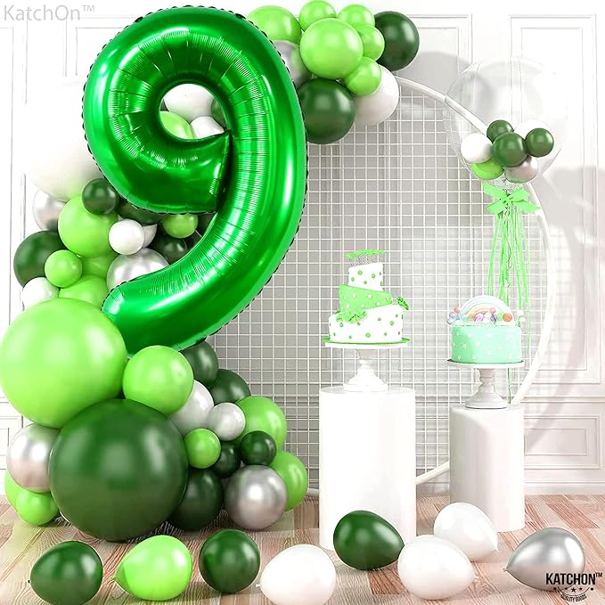 KatchOn, Giant Dark Green Number 9 Balloon - 40 Inch | | Foil 9 Birthday Balloon for 9th Birthday Decorations | 9th Anniversary Decoration | Green Party Decoration