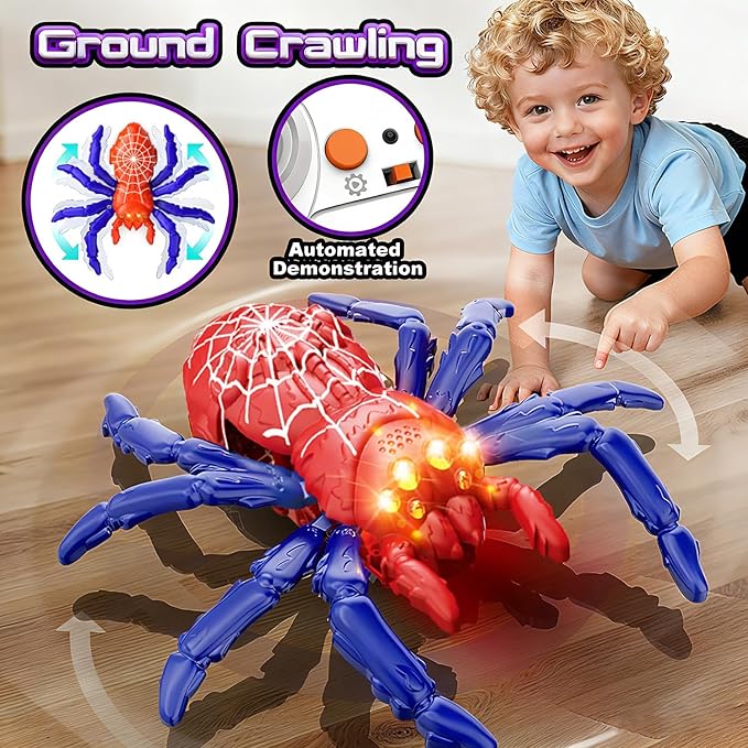 Wall Climbing Gecko Spiders,Realistic Lizard Wall Climbing Toy,Rechargeable Remote Control Robot Kids Toys,Dual Mode Floor & Wall Driving,Christmas Birthday Gift for Boys Girls Ages 3+ (Red)