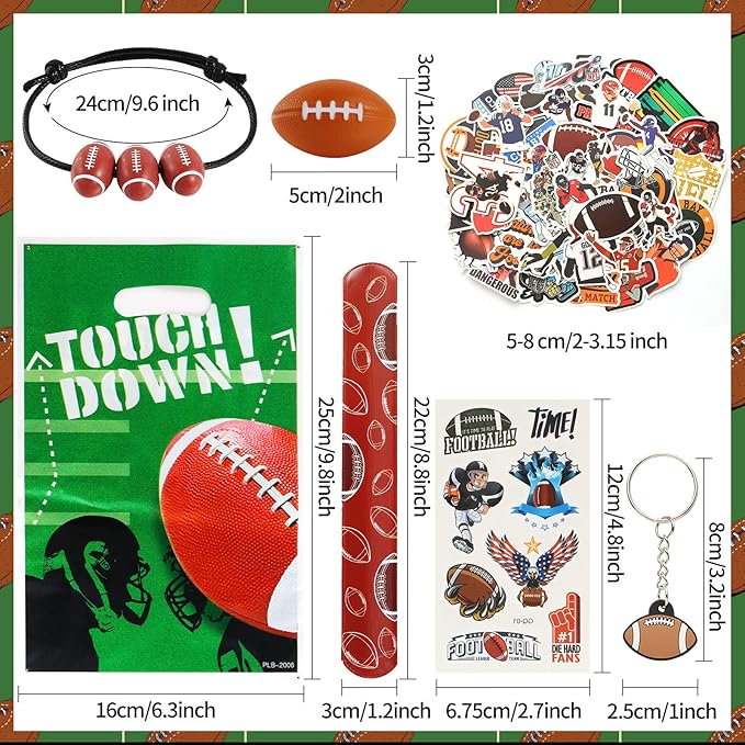 Kolewo4ever 294 Pieces Football Party Supplies Football Themed Birthday Gift Goodie Bags for Sports Party Supplies