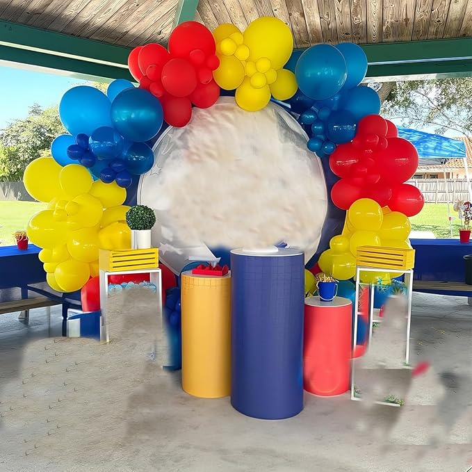 Red Yellow Blue Balloons Light Baby Royal Metallic Blue Red Yellow Primary Balloons with Colorful Confetti Latex Balloon for Carnival Circus Baby Shower Birthday Party Decor
