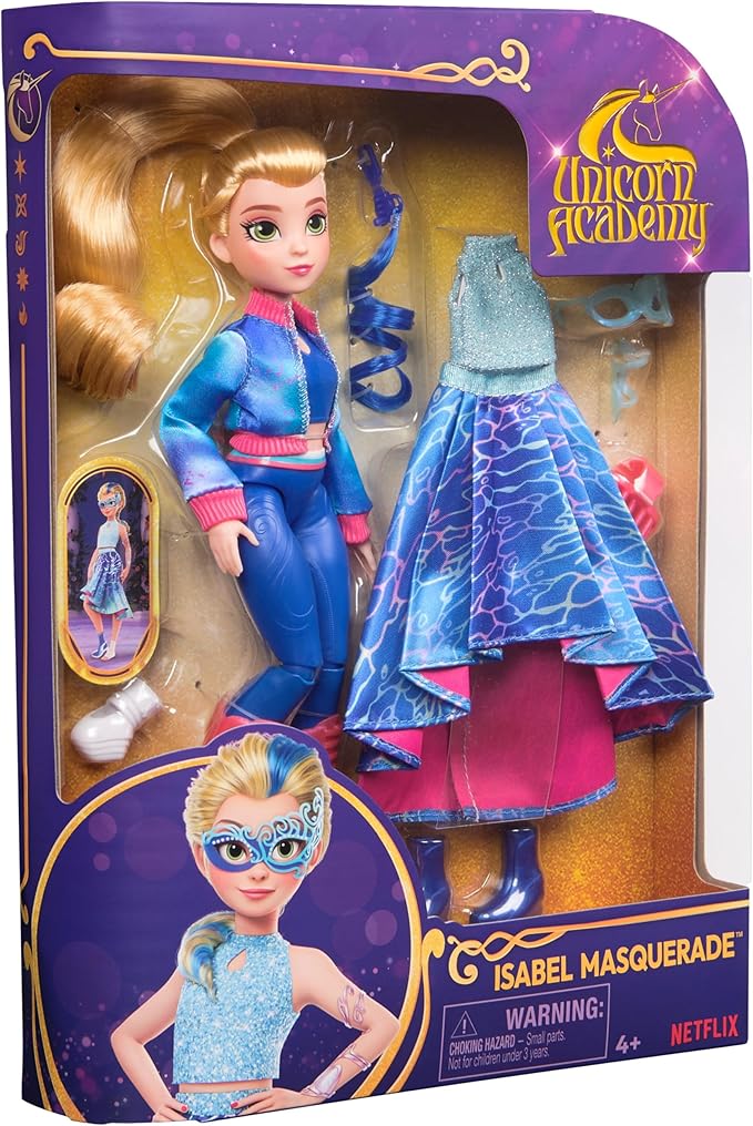 Unicorn Academy, Isabel Masquerade Ball Doll with 11 Accessories, 9.5”, Dolls & Unicorn Toys for Girls